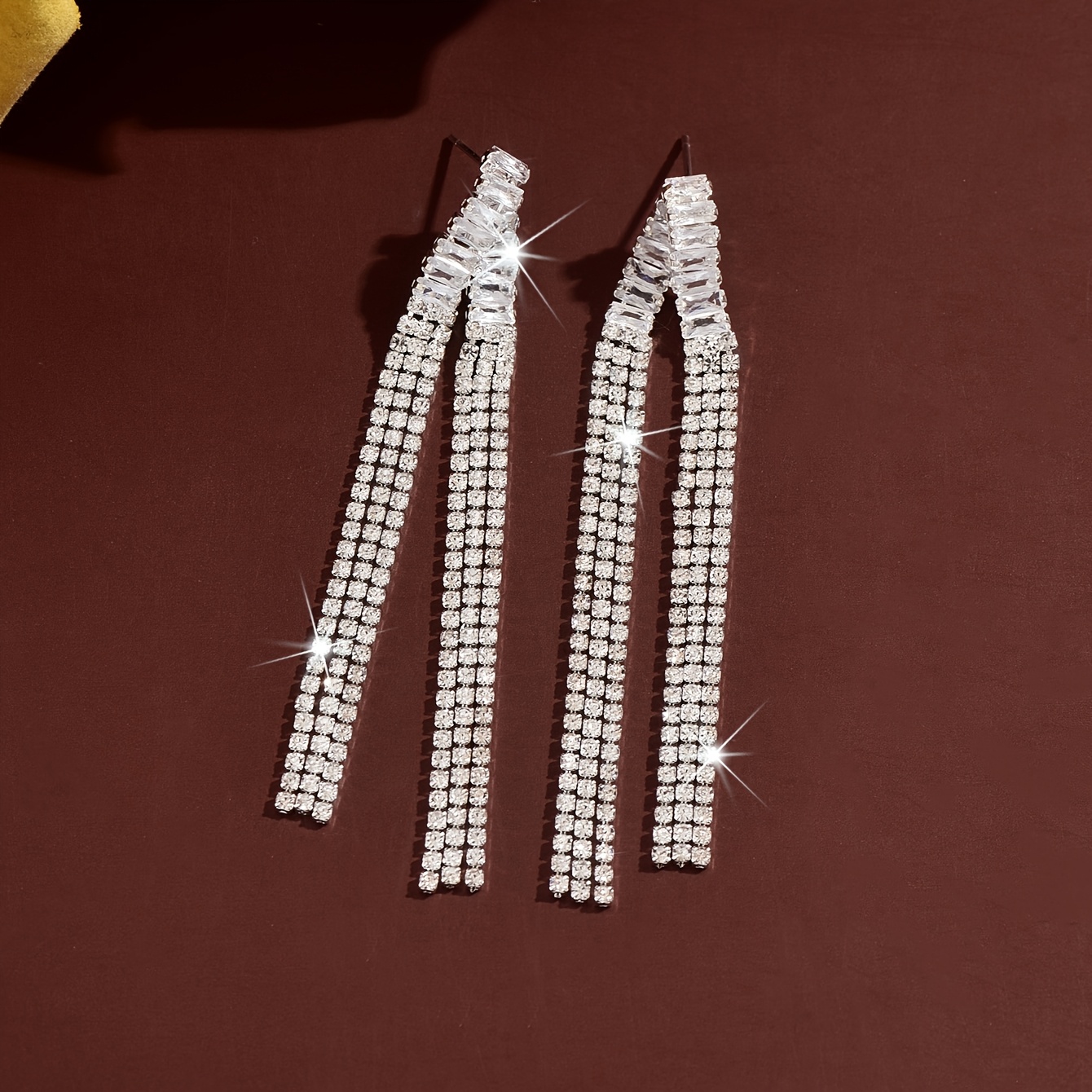 Romantic Synthetic Crystal Rhinestone Bridal Earrings for Women